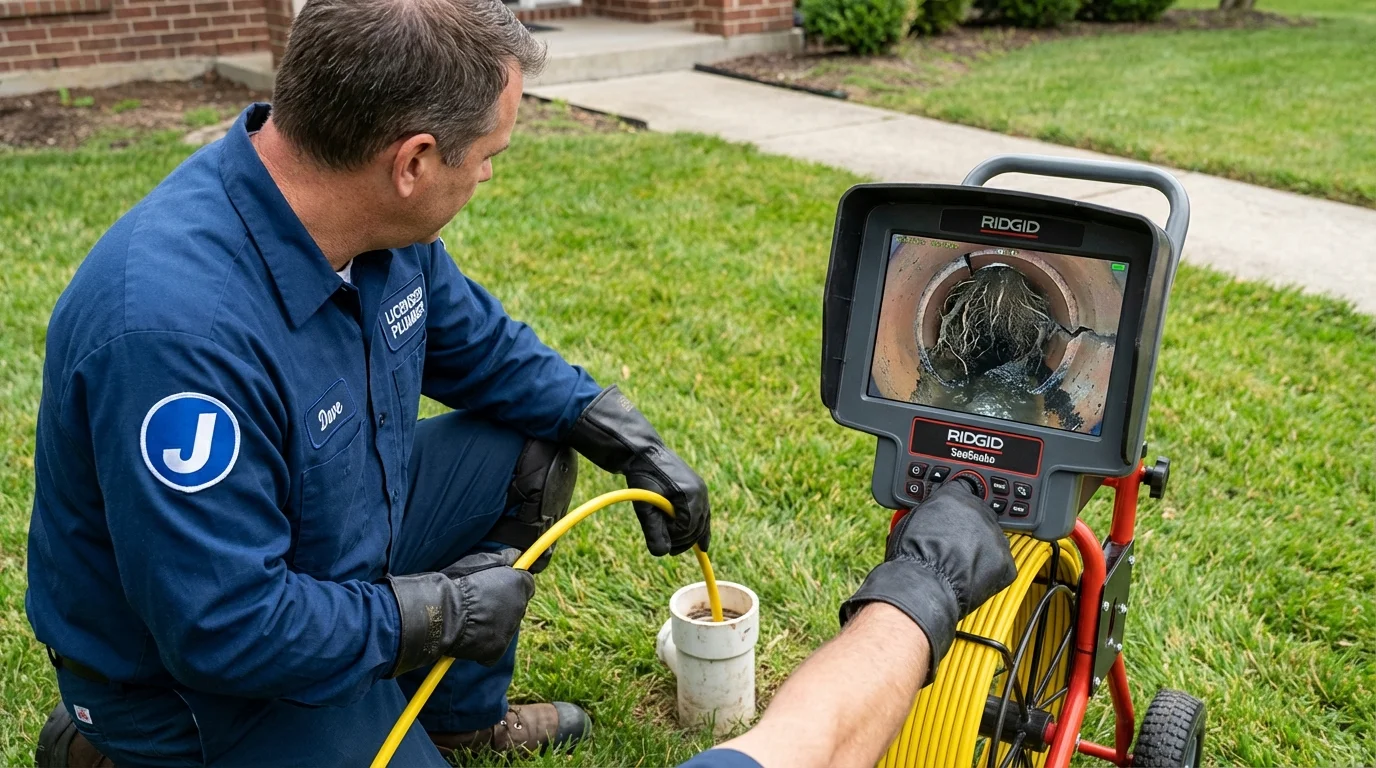 Sewer camera inspection being performed by Johns Plumbing LLC in Bethpage